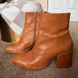 Free People Leather Brown Booties with Heel - Size 9.5 (40 EU)
